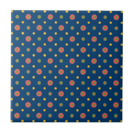 Quirky Jumbo Polka Dots op Navy Blue Ceramic Tegel Tegeltje