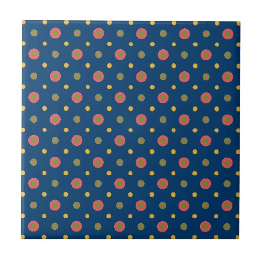 Quirky Jumbo Polka Dots op Navy Blue Ceramic Tegel Tegeltje (Voorkant)