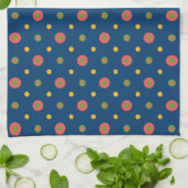 Quirky Jumbo Polka Dots op Navy Blue Kitchen Towel Theedoek (Gevouwen)