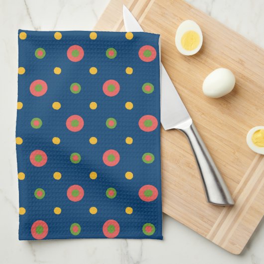 Quirky Jumbo Polka Dots op Navy Blue Kitchen Towel Theedoek (Quarter Fold)