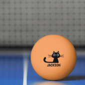 Quirky Kat op maat | Cool Black Cat Custom Pingpongbal (Net)