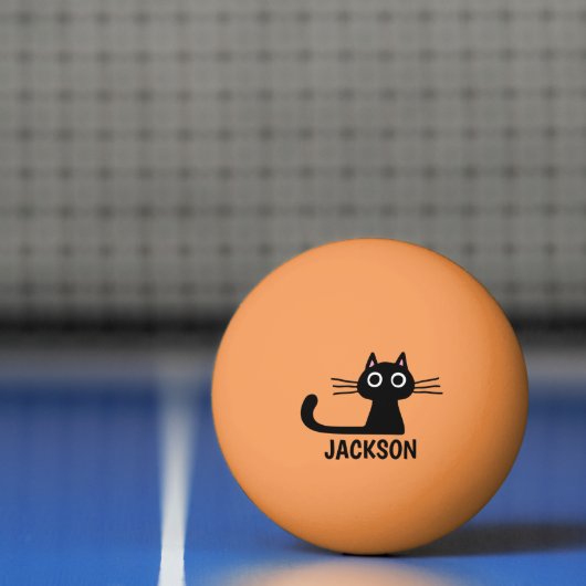 Quirky Kat op maat | Cool Black Cat Custom Pingpongbal (Net)