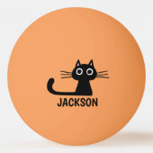 Quirky Kat op maat | Cool Black Cat Custom Pingpongbal (Voorkant)