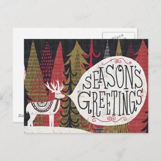 Quirky Kerstdeer Feestdagenkaart (Voorkant / Achterkant)