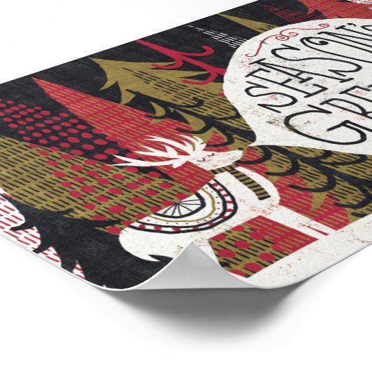 Quirky Kerstdeer Poster (Hoek)