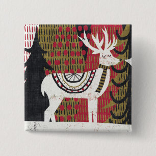 Quirky Kerstdeer Vierkante Button 5,1 Cm