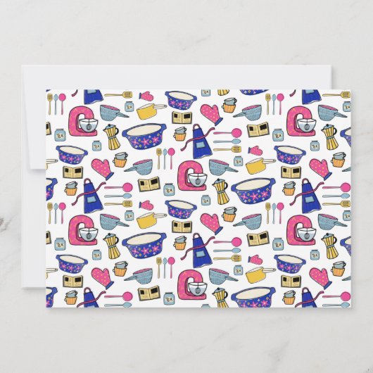 Quirky Kitchen Utentils Cake Maker, Chef Notecard Notitiekaartje (Achterkant)
