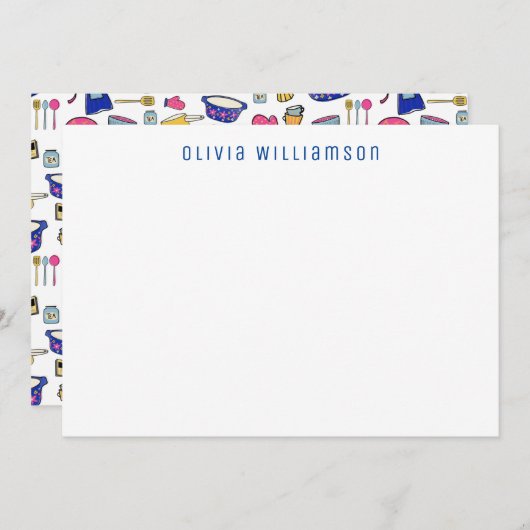 Quirky Kitchen Utentils Cake Maker, Chef Notecard Notitiekaartje (Voorkant / Achterkant)