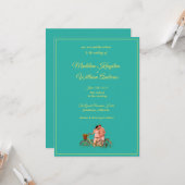 Quirky Kitschy Retro Photo Wedding Invitation Kaart (Voorkant / Achterkant in situ)
