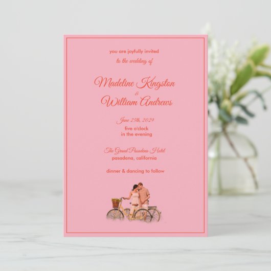 Quirky Kitschy Retro Photo Wedding Invitation Kaart (Staand voorkant)