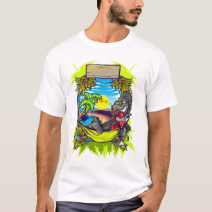 Quirky kleurrijke gorilla tropisch eiland  t-shirt