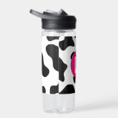 Quirky Koe Patroon roze Monogram Waterfles (Rechts)