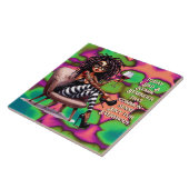 Quirky Lady Tattoo & Wine Commonsense Keramische T Tegeltje (Zijkant)