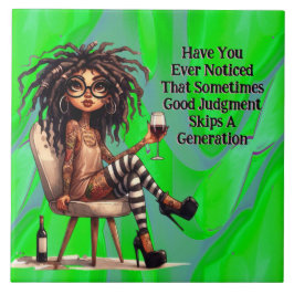 Quirky Lady Tattoo & Wine Judgement Keramische Teg Tegeltje