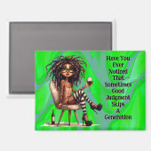 Quirky Lady Tattoo & Wine Judgement Magnet (Voorkant / Achterkant)
