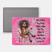 Quirky Lady Tattoo & Wine Truth Magnet (Voorkant / Achterkant)