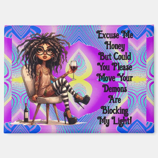 Quirky Lady Tattoos & Wijn Lichtmagneet Magneet (Voorkant)