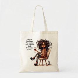 Quirky Lady Tattoos & Wine Judgement Canvas tas