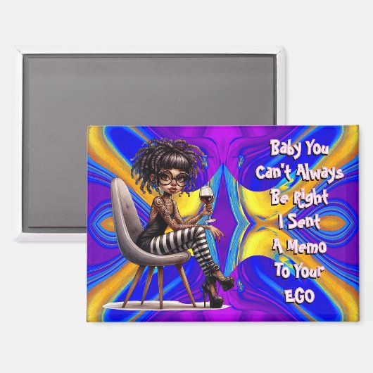 Quirky Lady Tattoos & Wine Memo Magnet (Voorkant / Achterkant)