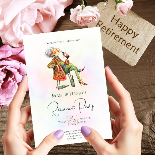 Quirky Lady's Retirement Party Invitation Kaart