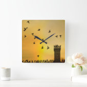 Quirky Little Birds Vierkante Klok (Huis)