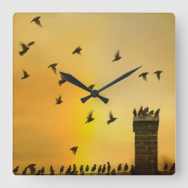 Quirky Little Birds Vierkante Klok
