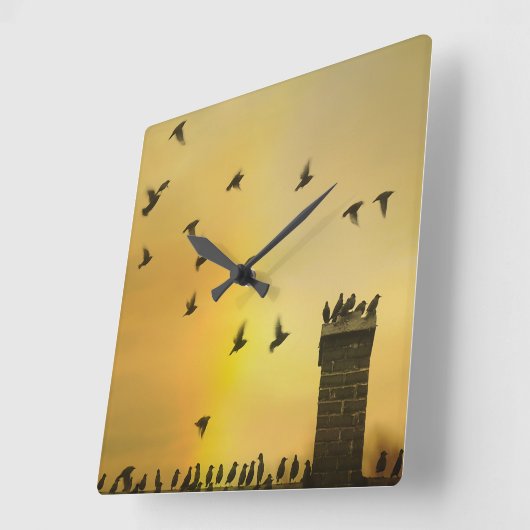 Quirky Little Birds Vierkante Klok (Hoek)
