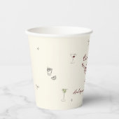 Quirky Maroon Hand Getekende Cin Cin Martini Papieren Bekers (Voorkant)
