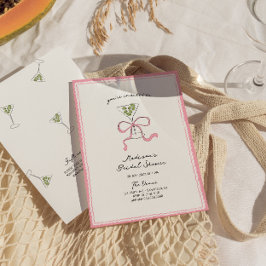 Quirky Martini Bow Hand getrokken Vrijgezellenfees Kaart