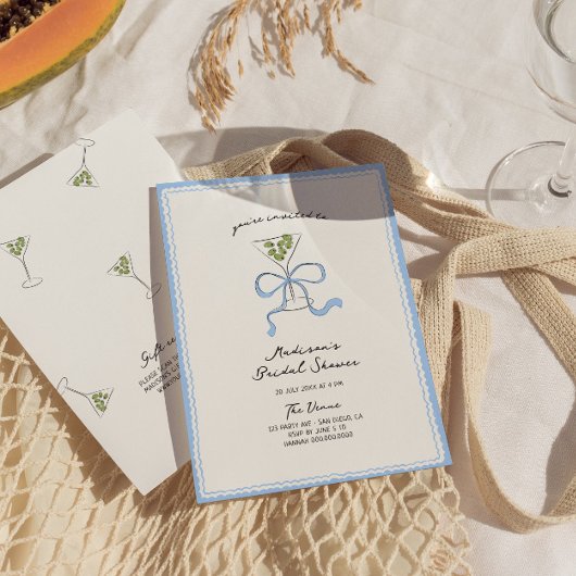 Quirky Martini Bow Hand getrokken Vrijgezellenfees Kaart