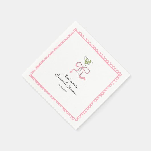 Quirky Martini Bow Hand getrokken Vrijgezellenfees Servet (Hoek)