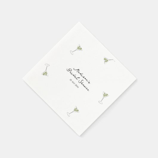 Quirky Martini Bow Hand getrokken Vrijgezellenfees Servet (Hoek)