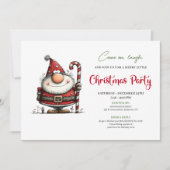 Quirky Modern Santa Claus Holiday Party Invite Kaart (Voorkant)