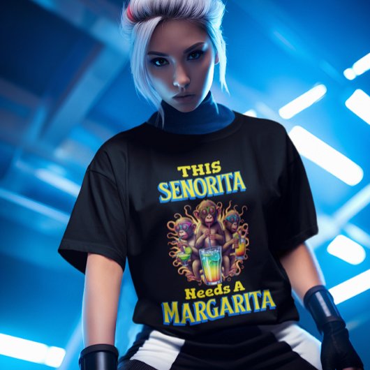 Quirky Monkey senorita heeft een margarita nodig T-shirt