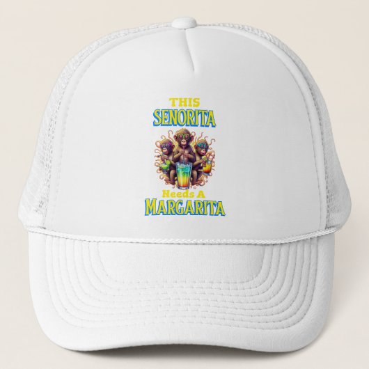 Quirky Monkey senorita heeft een margarita nodig Trucker Pet (Voorkant)