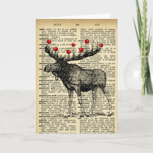 Quirky Moose Butterflies Antiek Dictionary Page Kaart (Voorkant)