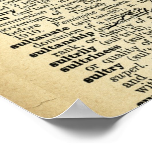 Quirky Moose Butterflies Antiek Dictionary Page Poster (Hoek)