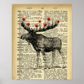 Quirky Moose Butterflies Antiek Dictionary Page Poster (Voorkant)