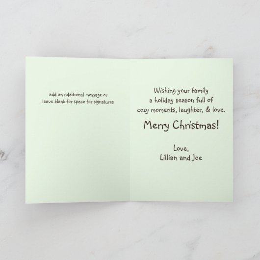 Quirky Moose Rabbit Forest Winter Scene Kerstmis Kaart (Binnen)