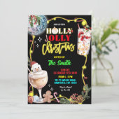 Quirky Neon Holly Jolly Christmas Kaart (Staand voorkant)