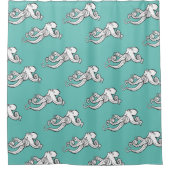 Quirky Octopus Schetsen Blauwgroen Douchegordijn (Voorkant)