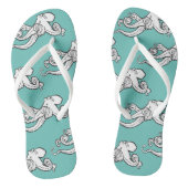Quirky Octopus Sketches Patroon Blauwgroen Teenslippers (Voetbed)