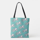Quirky Octopus Sketches Patroon Blauwgroen Tote Bag (Achterkant)