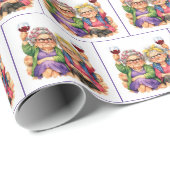 Quirky Old Ladies with Red Wine Cadeaupapier (Rol Hoek)