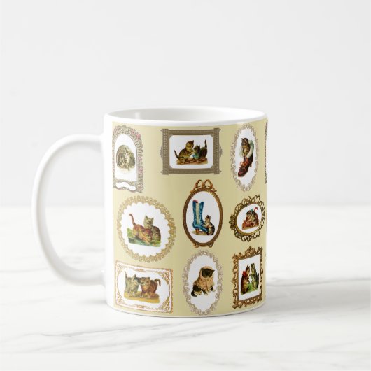 Quirky  omlijnd kattenpatroon koffiemok (Links)