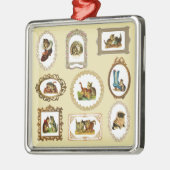 Quirky omlijnd kattenpatroon metalen ornament (Links)