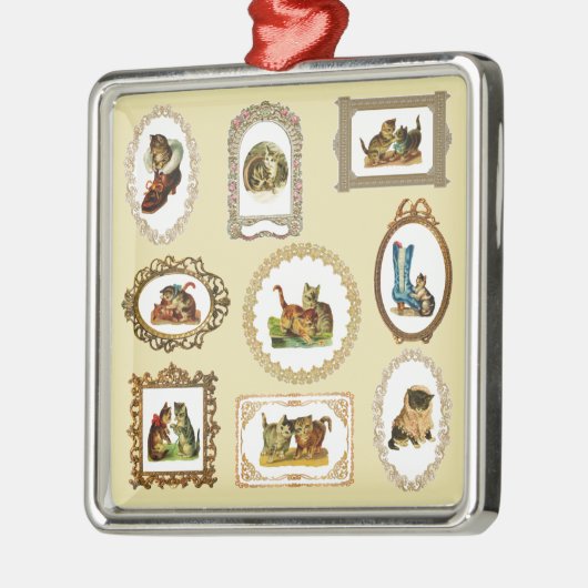 Quirky omlijnd kattenpatroon metalen ornament (Links)