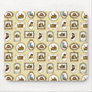 Quirky  omlijnd kattenpatroon muismat