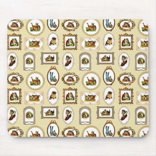 Quirky omlijnd kattenpatroon muismat (Voorkant)
