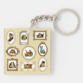 Quirky omlijnd kattenpatroon sleutelhanger (Achterkant)